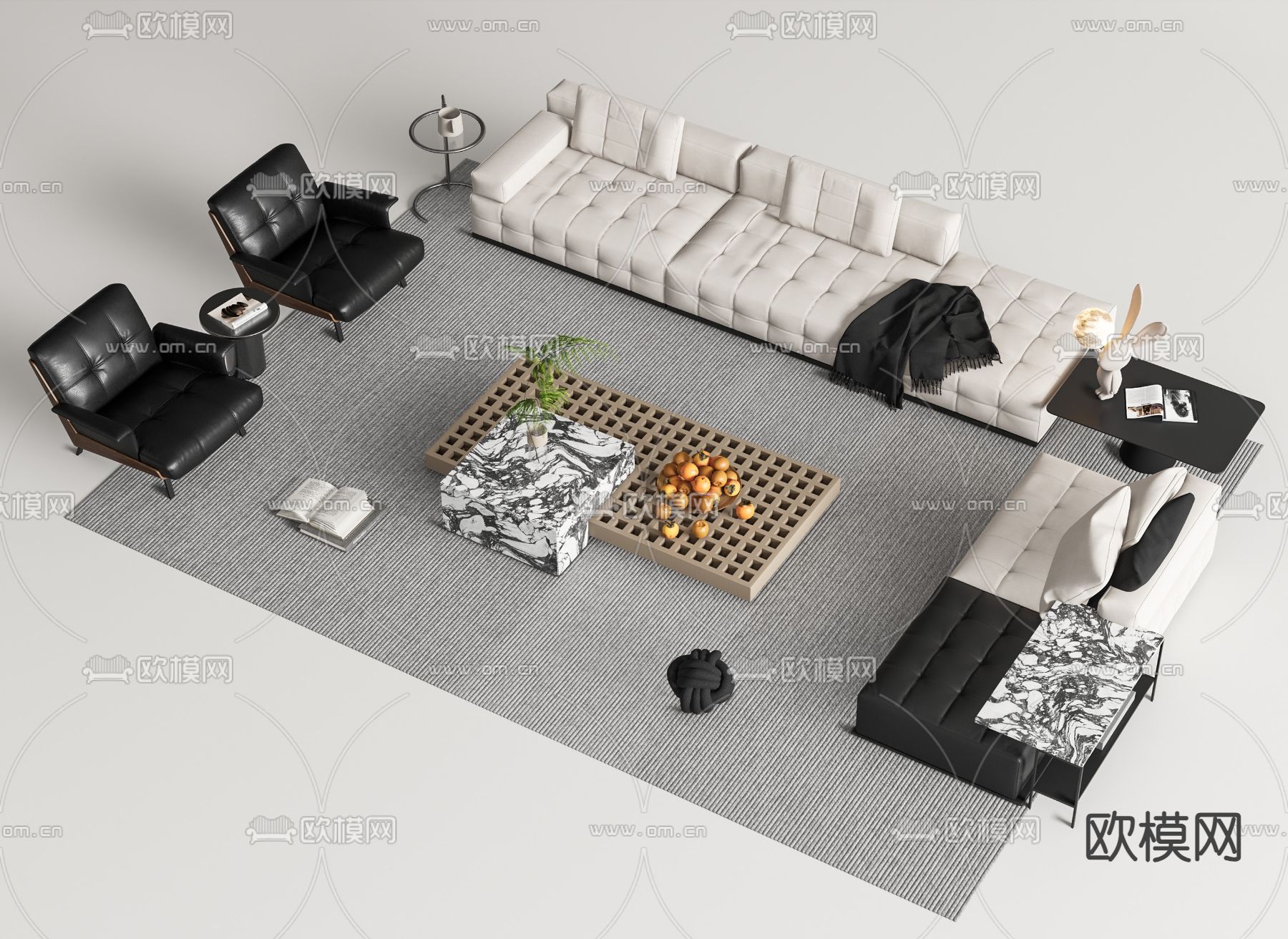 Minotti组合沙发su模型下载（渲染图1）