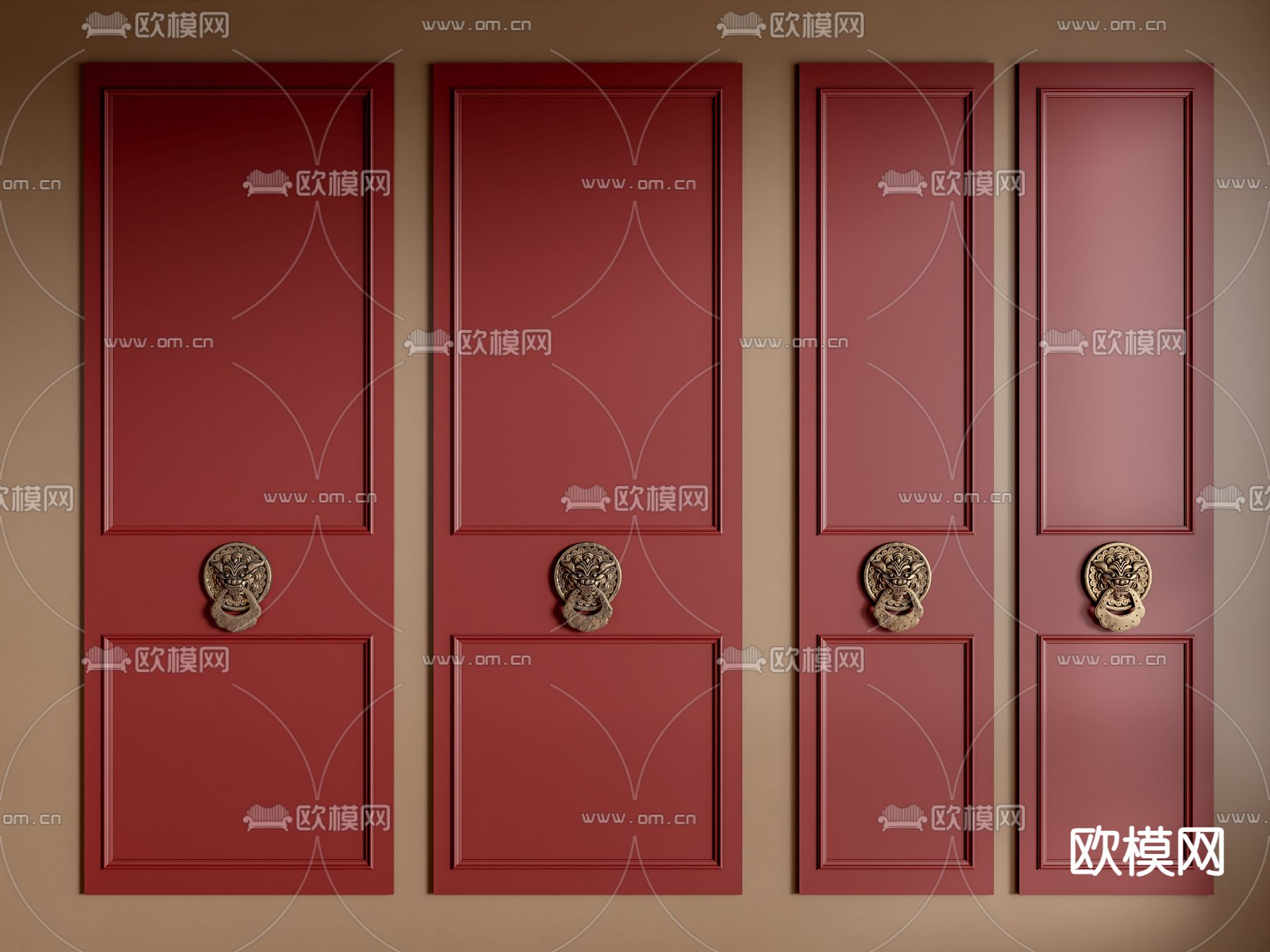 新中式护墙板su模型下载（渲染图2）