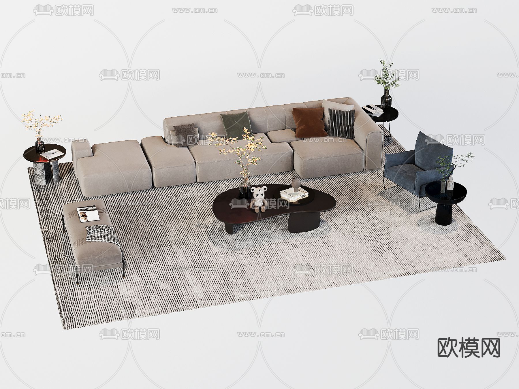 现代组合沙发3d模型下载