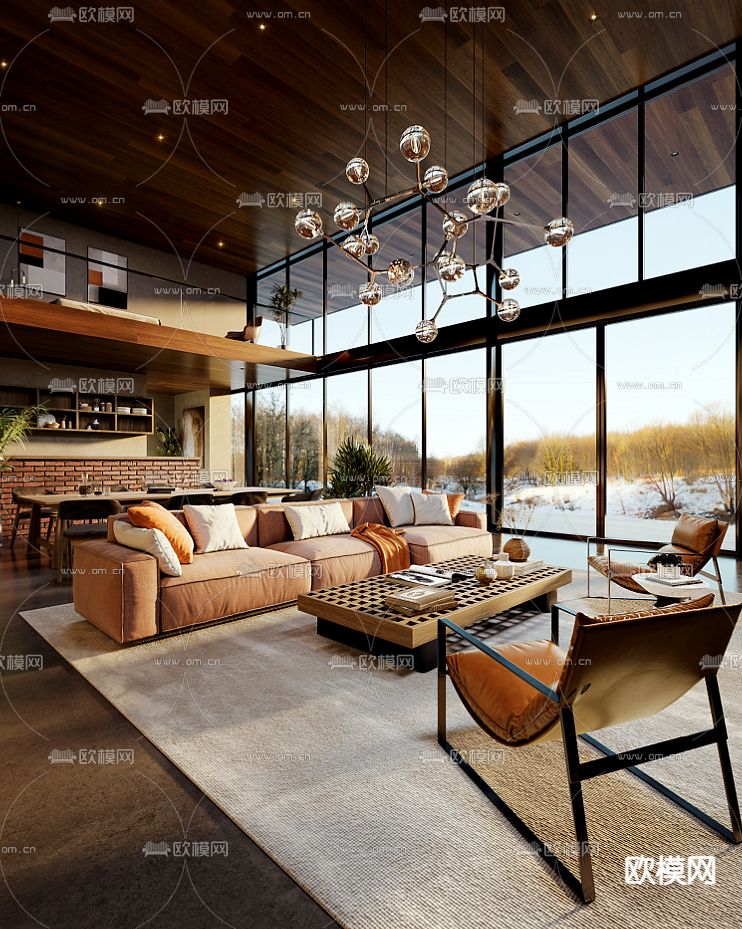 侘寂民宿 客厅3d模型下载