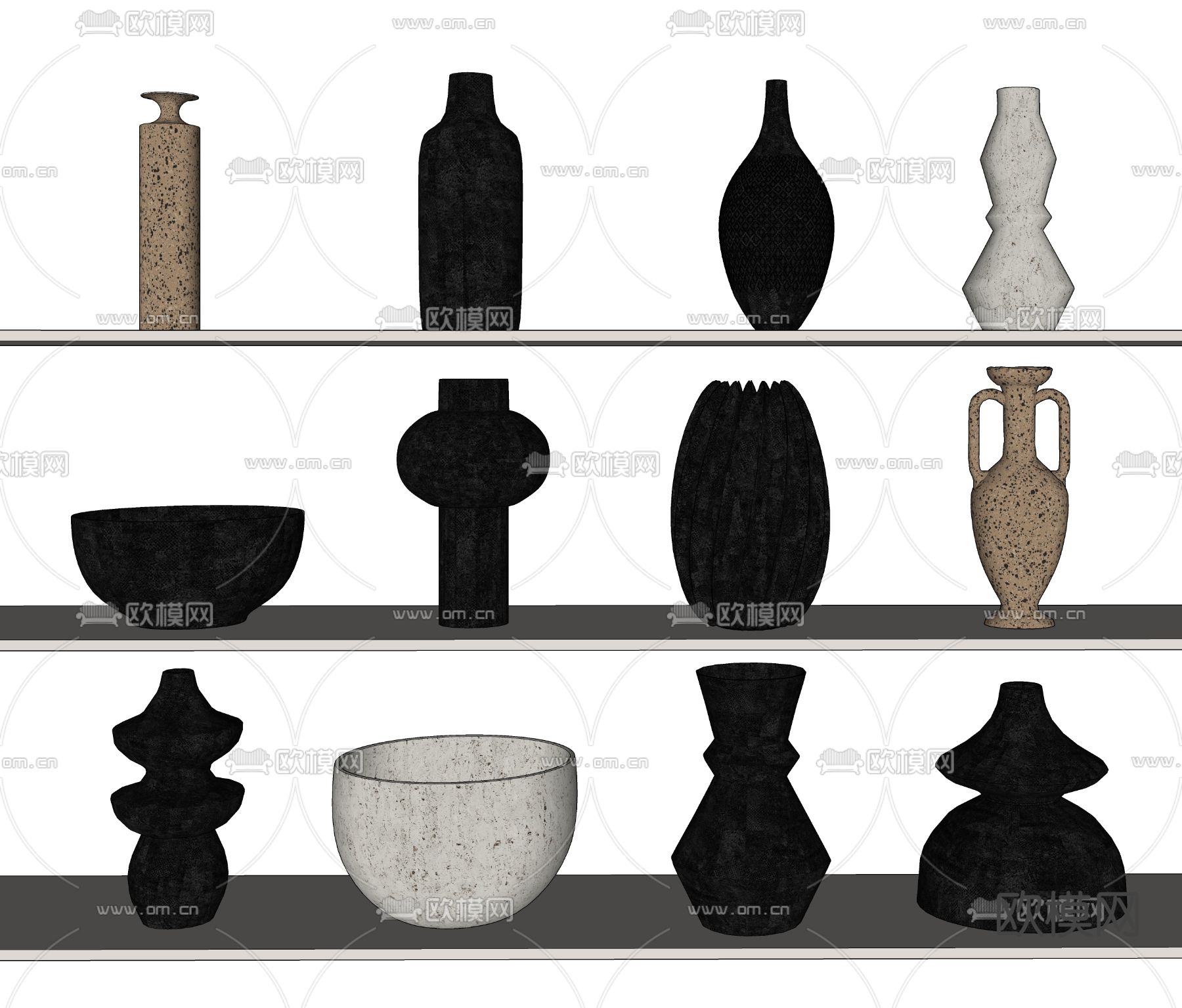 陶罐 瓷器 器皿su模型下载（渲染图1）
