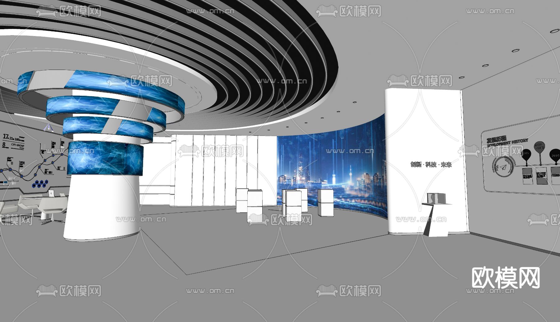 科技艺术展厅su模型下载（渲染图3）