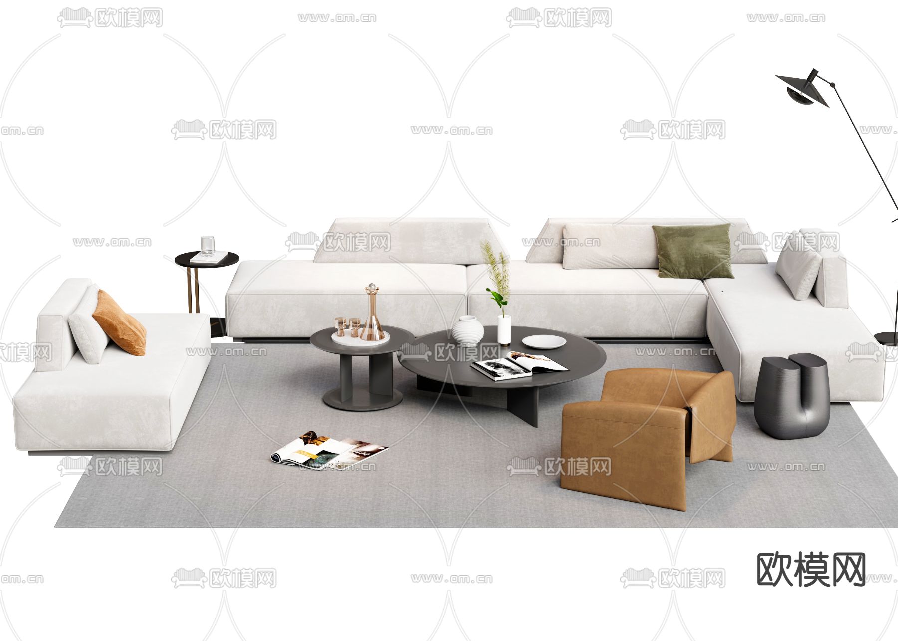 现代组合沙发3d模型下载