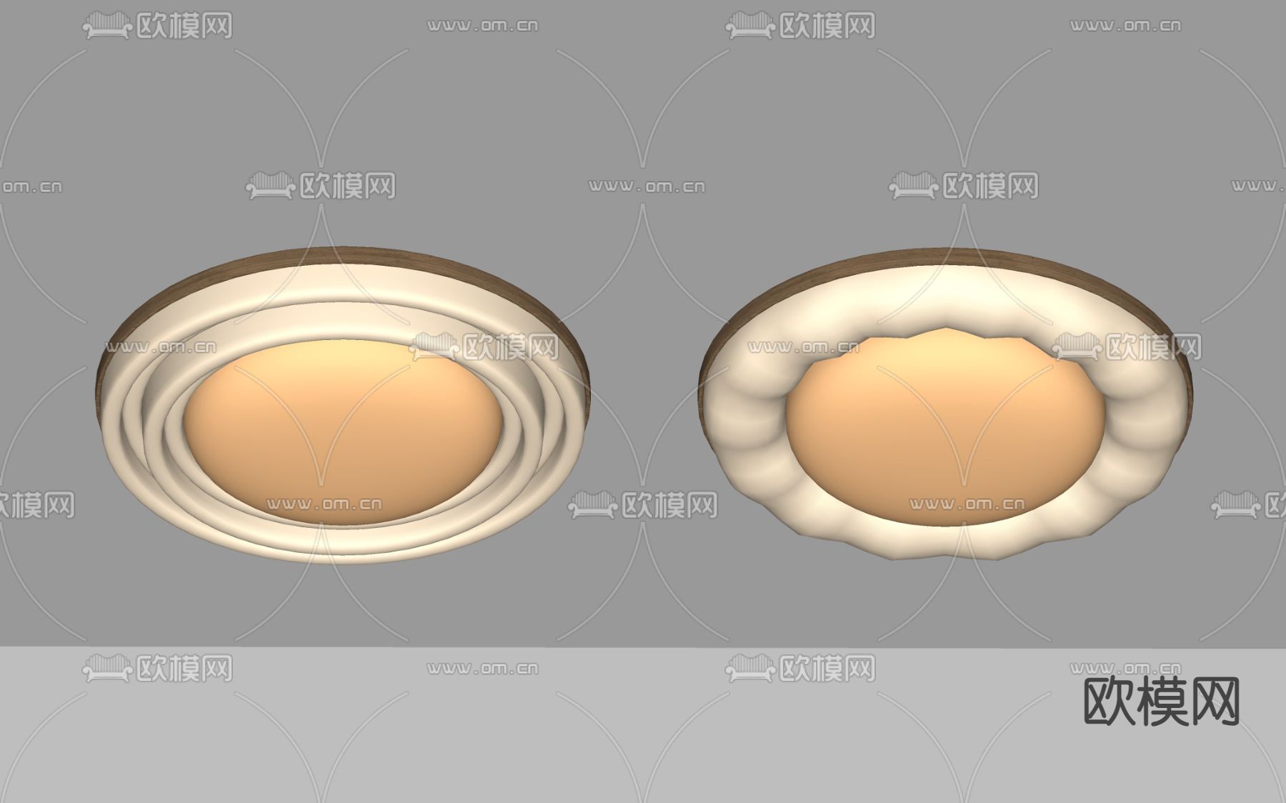 奶油风吸顶灯su模型下载（渲染图1）