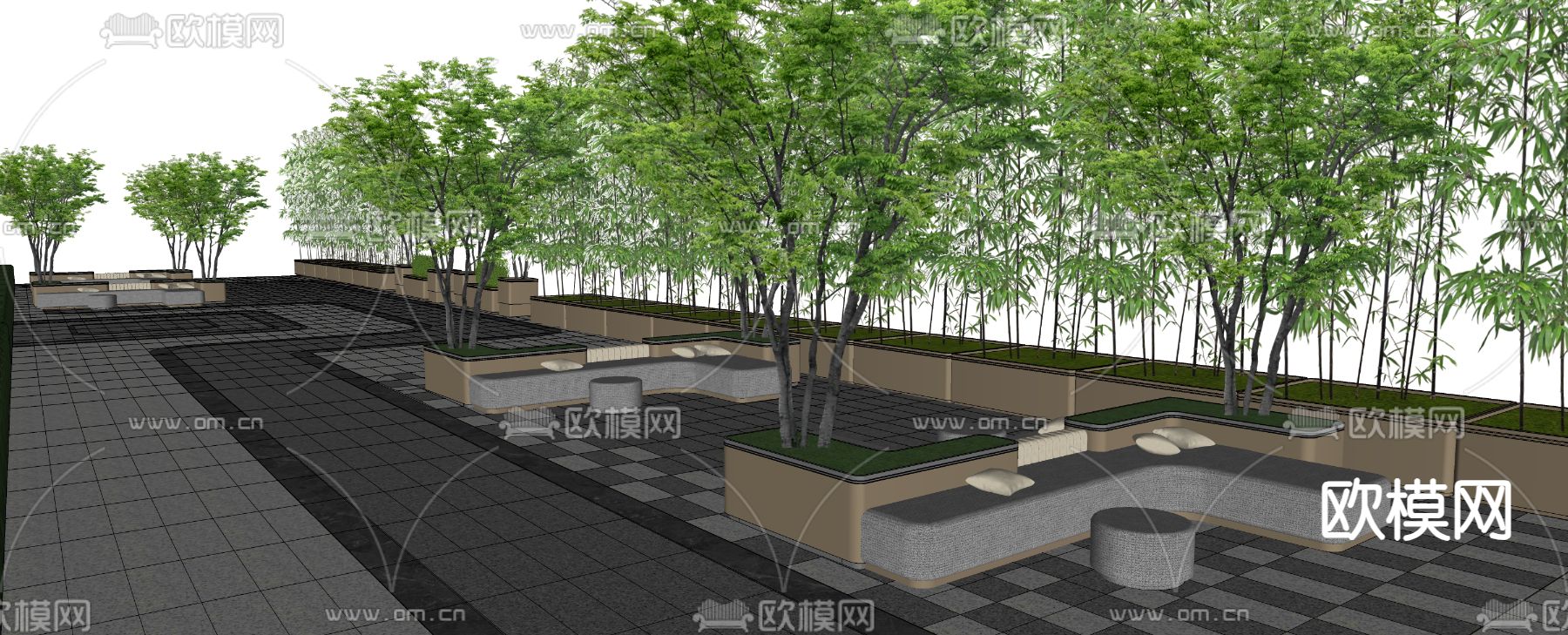 沙发卡座 移动花箱su模型