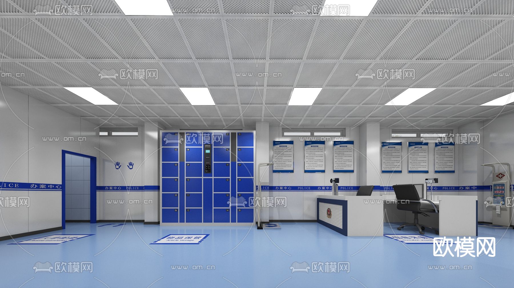 现代派出所 健康采集室 检查室3d模型下载（渲染图1）