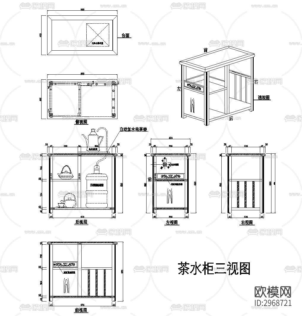 新中式家具茶座茶室cad施工图下载（渲染图6）
