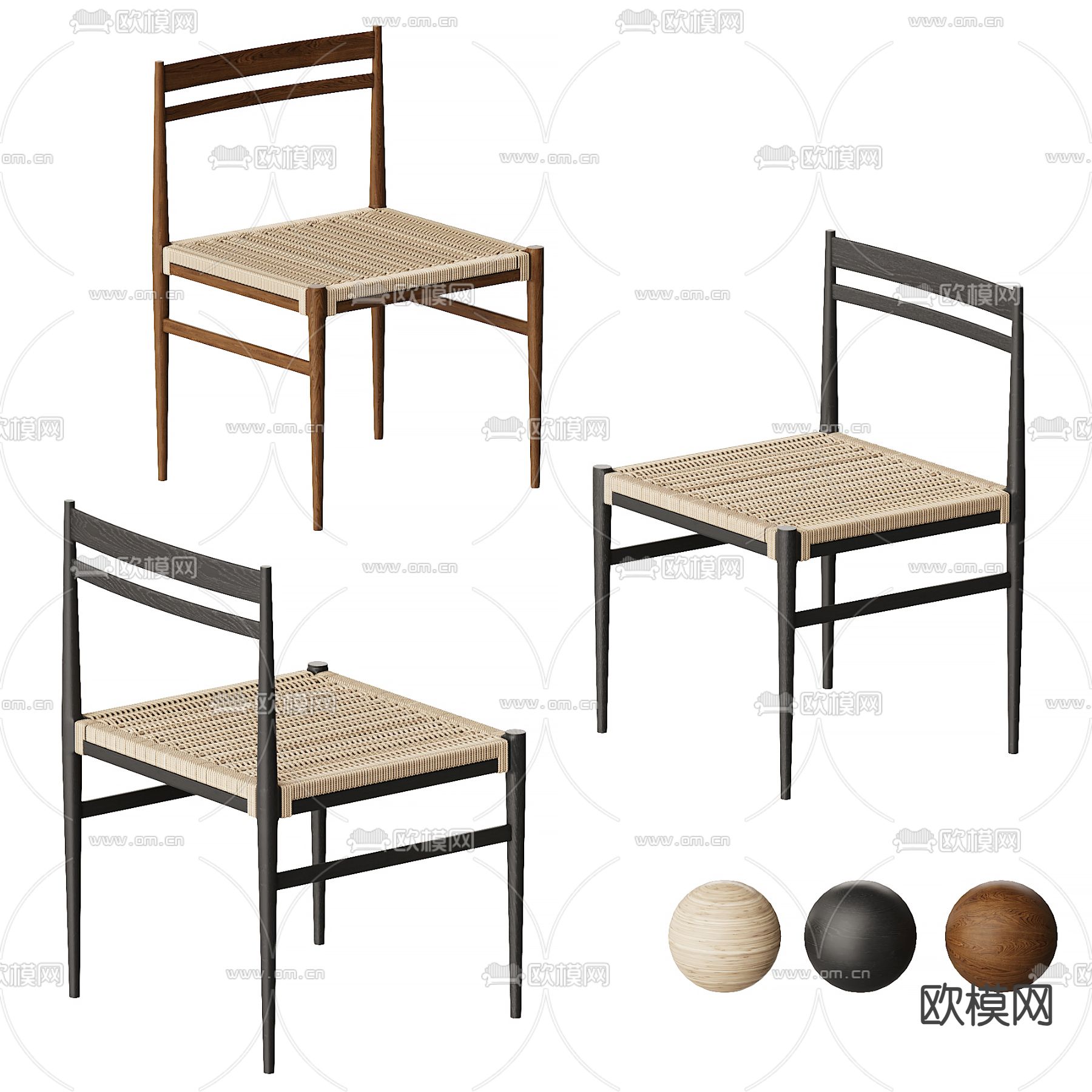 侘寂椅子 餐椅3d模型下载