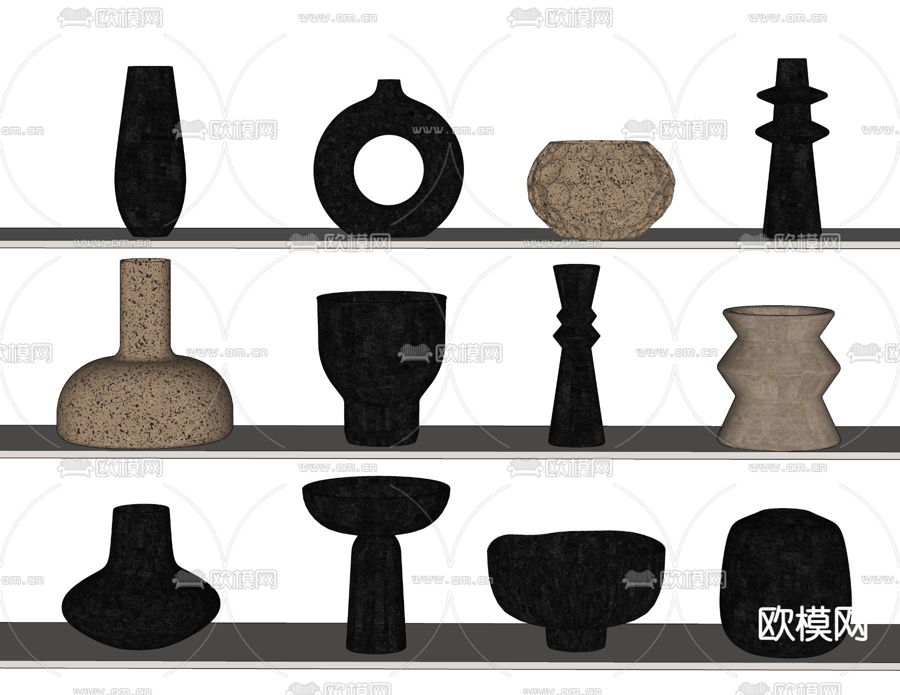 陶罐 瓷器 器皿su模型下载（渲染图1）