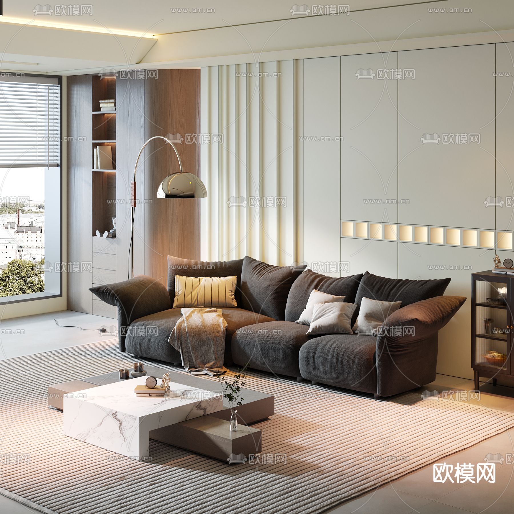 侘寂风沙发 多人沙发su模型下载（渲染图1）