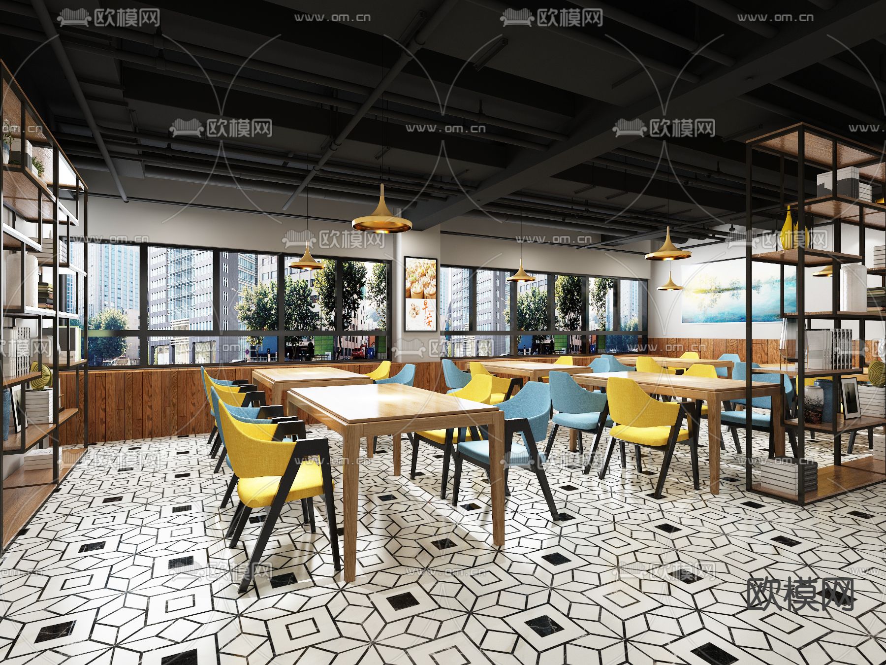现代快餐店su模型下载（渲染图2）