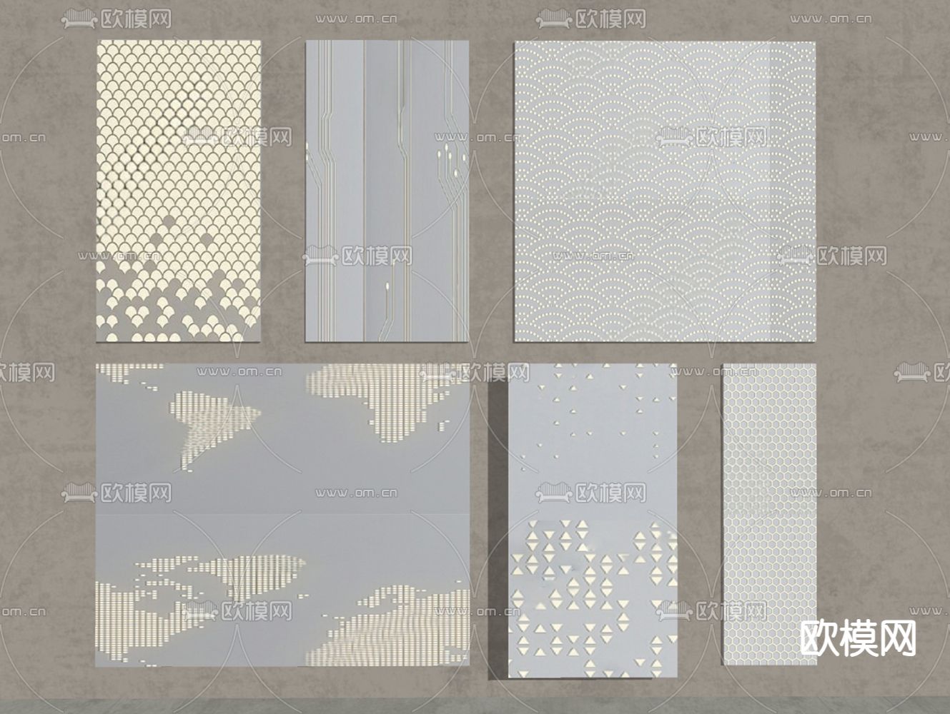 冲孔发光铝板su模型下载（渲染图1）