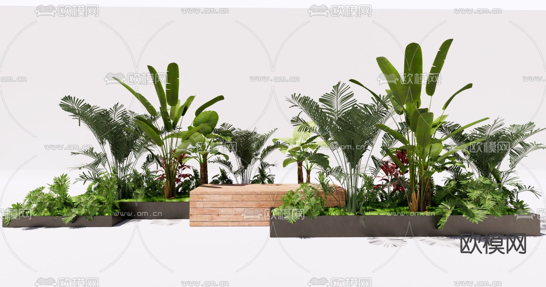 花池绿植 花箱小品su模型下载（渲染图1）