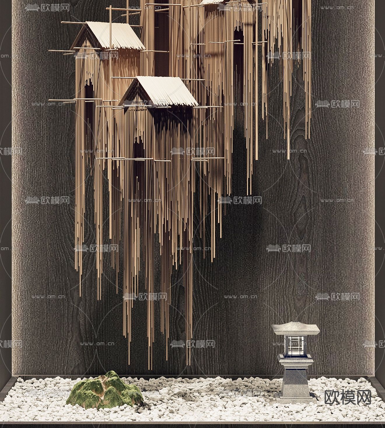 室内造景 房屋吊饰3d模型下载（渲染图2）