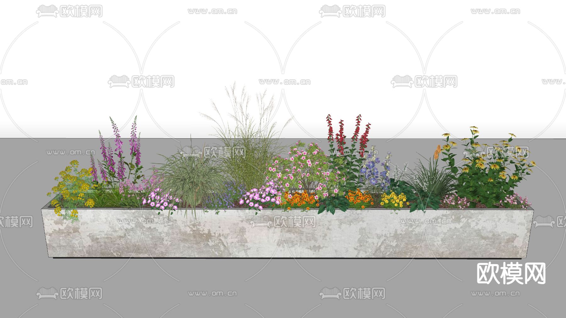 花箱 种植池 花池小品su模型下载（渲染图2）