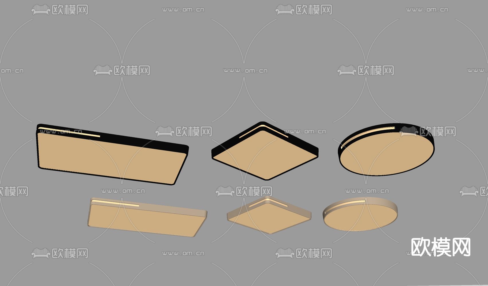 几何吸顶灯 卧室灯su模型下载（渲染图2）