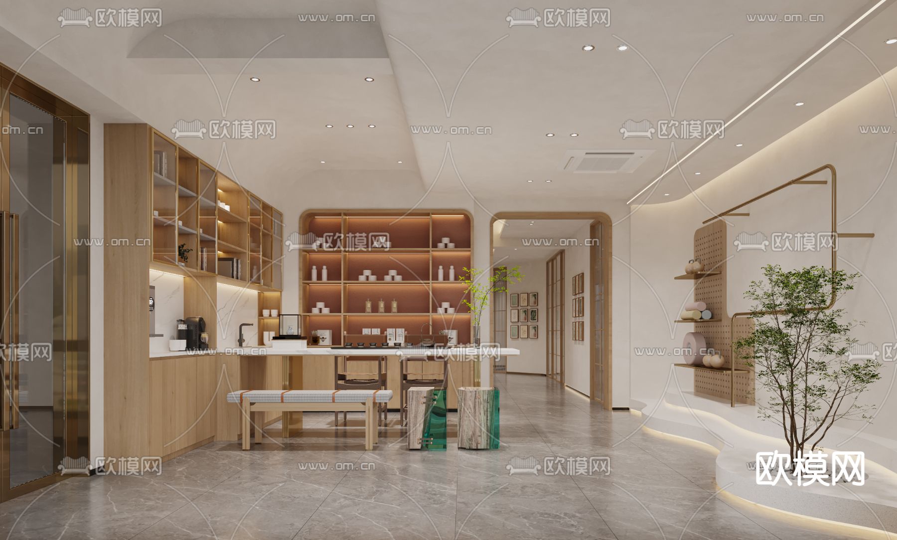 SPA会所接待室 茶室su模型下载（渲染图1）