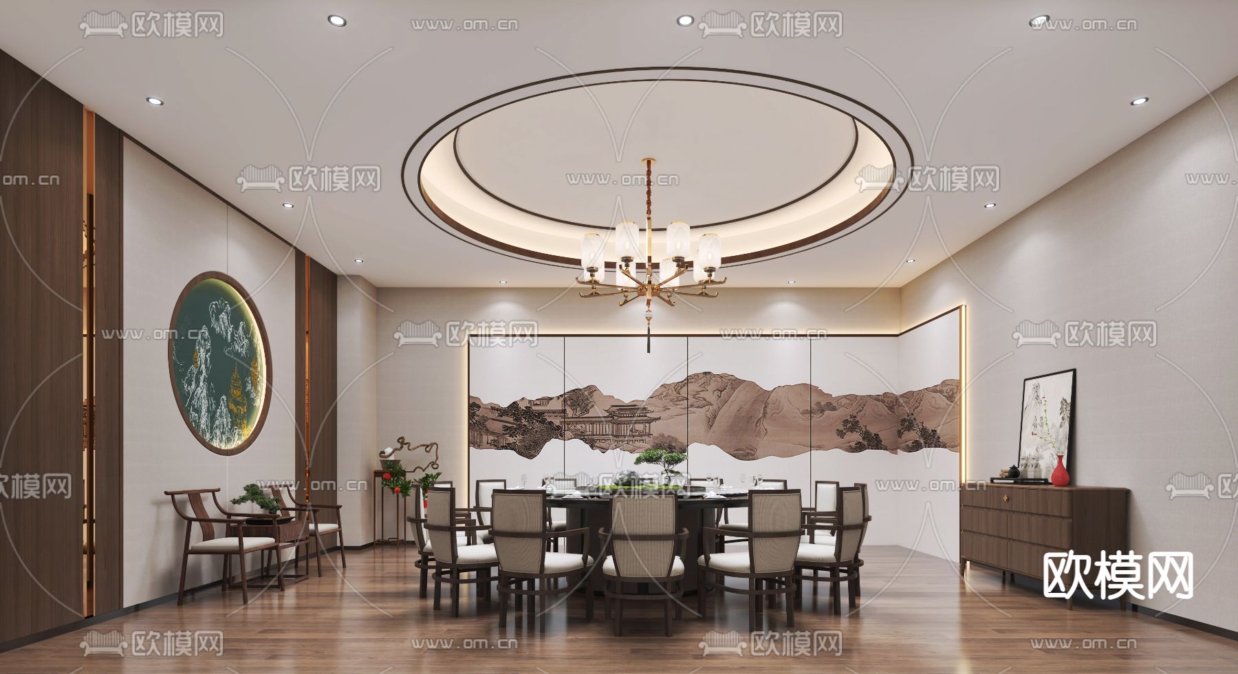 中餐厅包厢 酒楼包房3d模型下载（渲染图2）