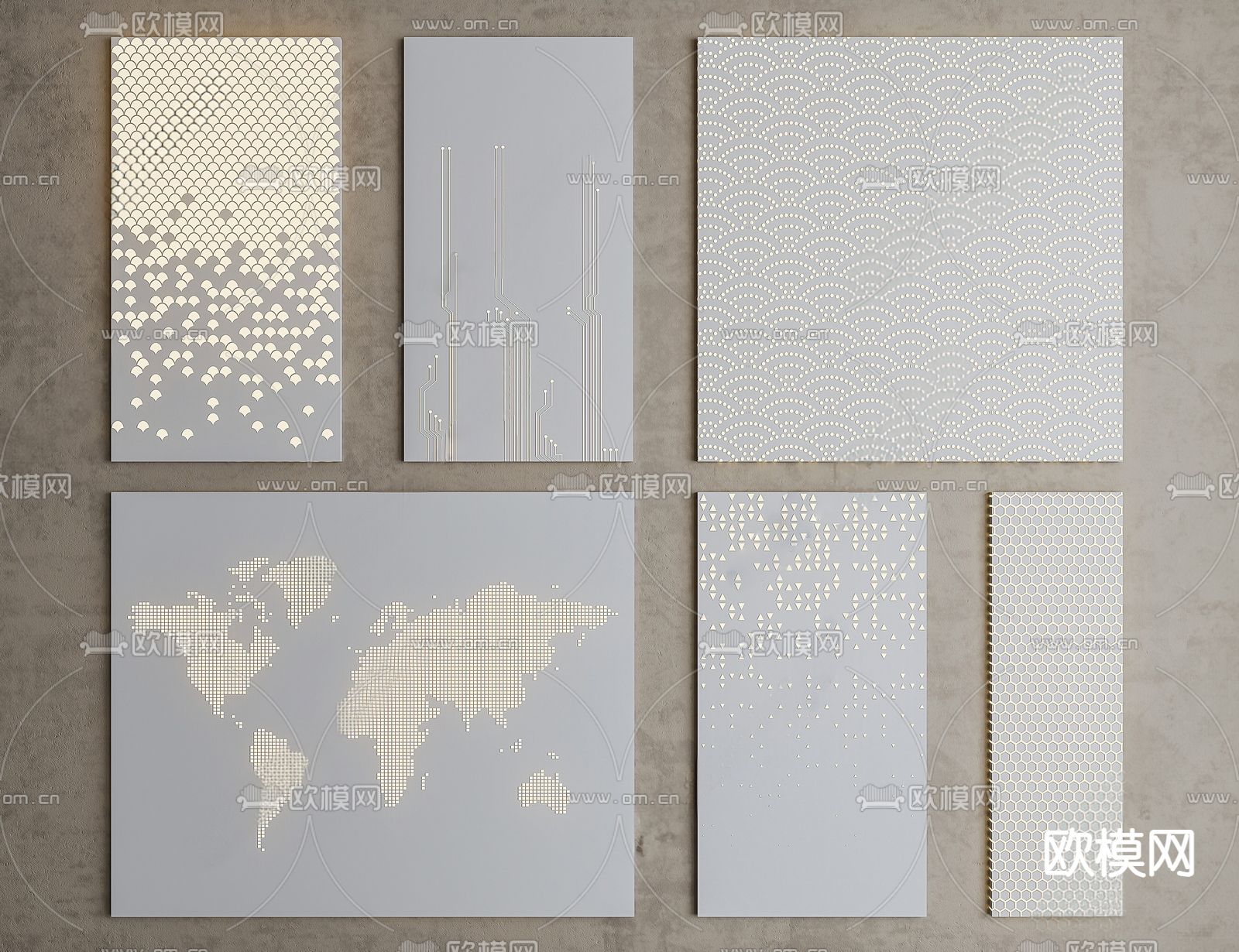 冲孔发光铝板su模型下载（渲染图2）