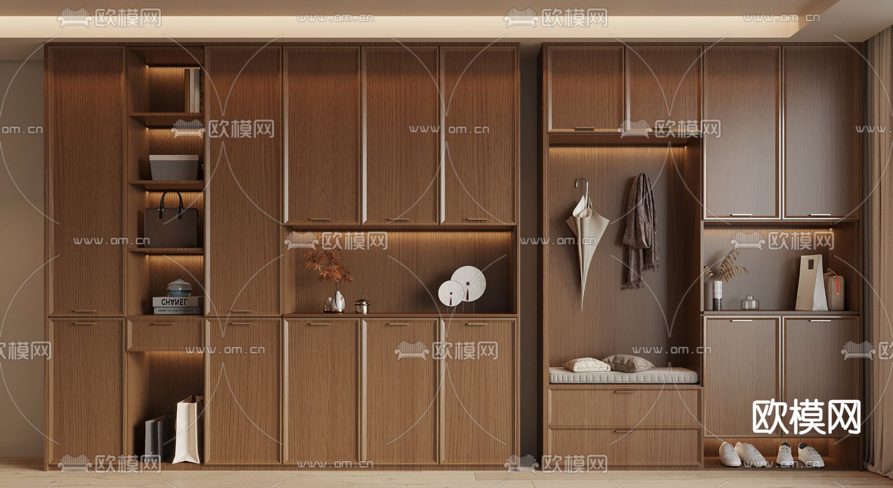 新中式鞋柜3d模型下载