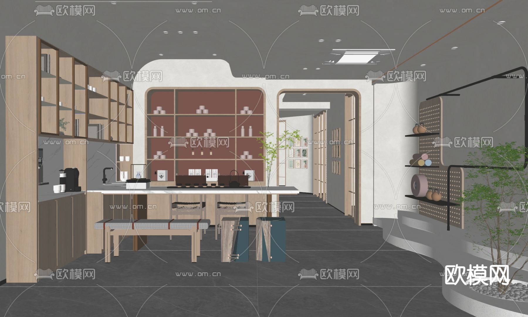 SPA会所接待室 茶室su模型下载（渲染图2）