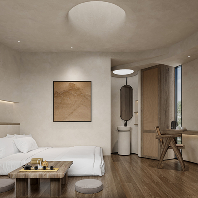  侘寂民宿客房su模型 