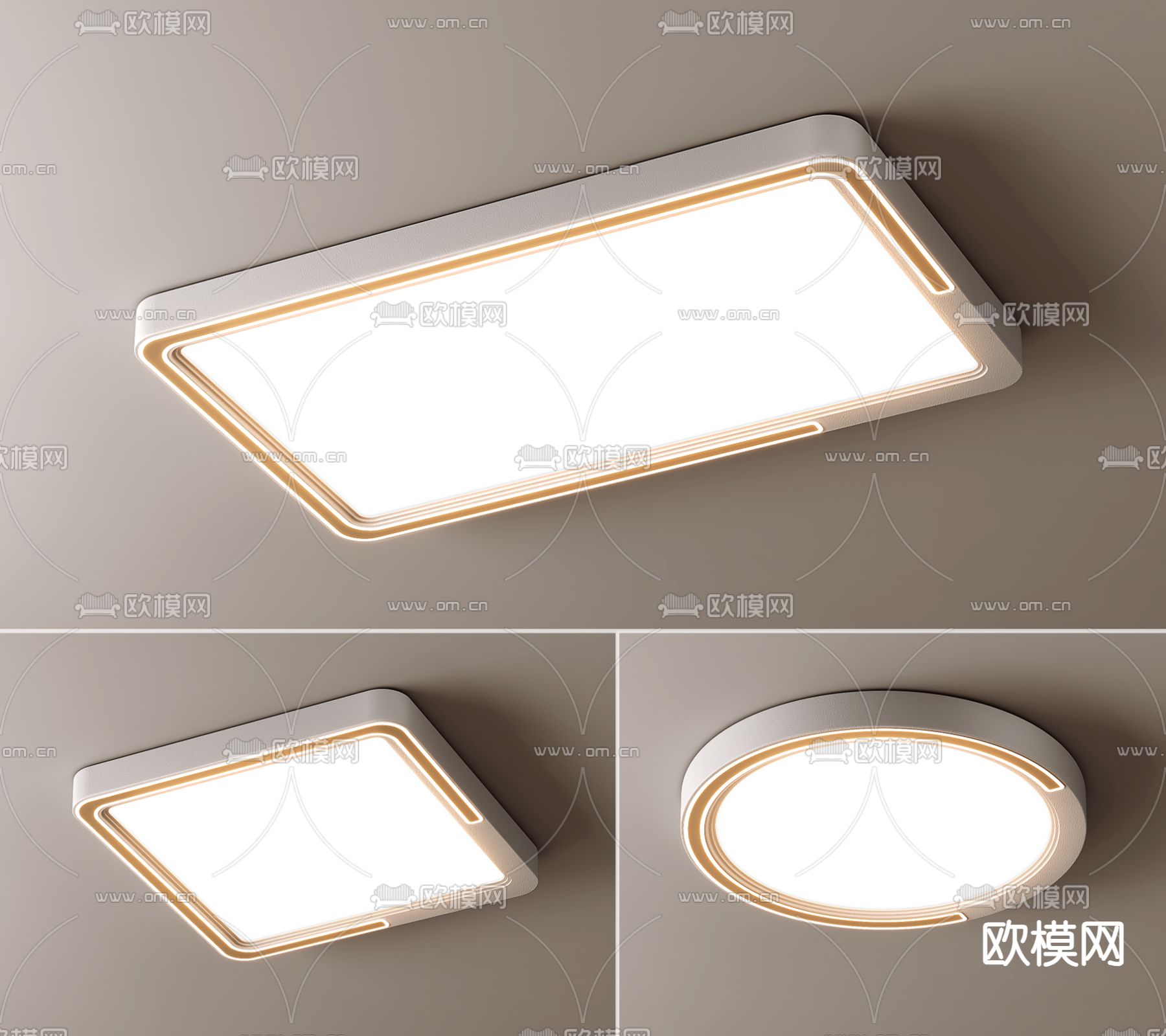 奶油风吸顶灯su模型下载（渲染图2）