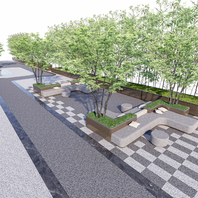 沙发卡座 移动花箱su模型