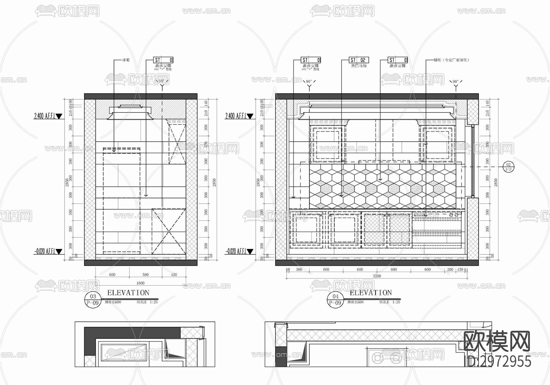 150㎡大平层家装样板房室内cad施工图下载（渲染图9）