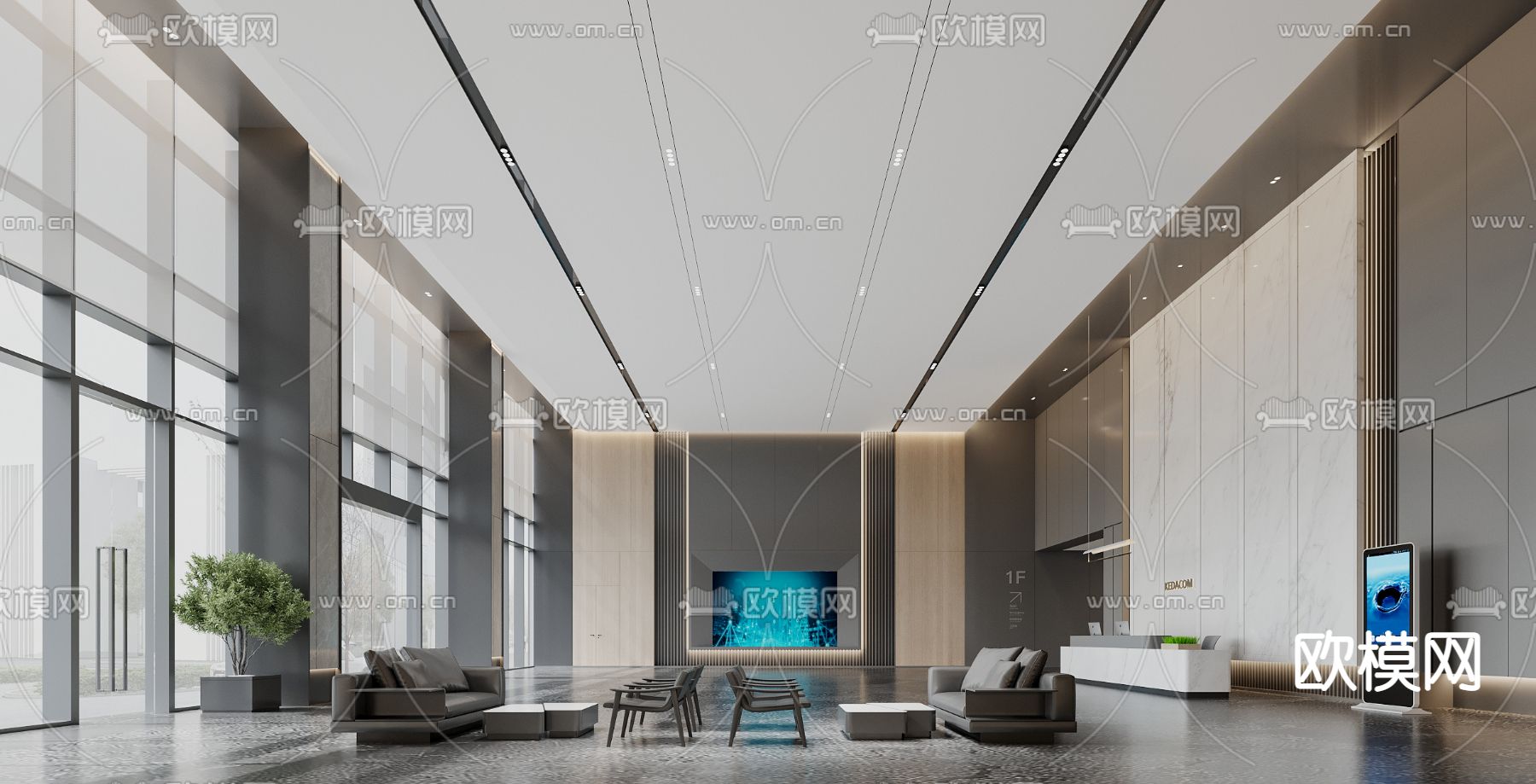 公司大堂 写字楼大堂3d模型下载（渲染图1）