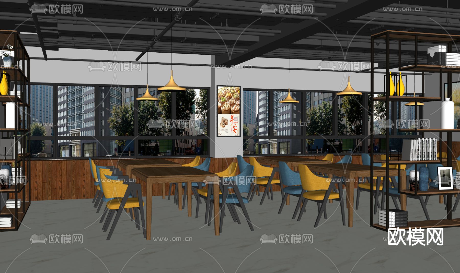 现代快餐店su模型下载（渲染图1）