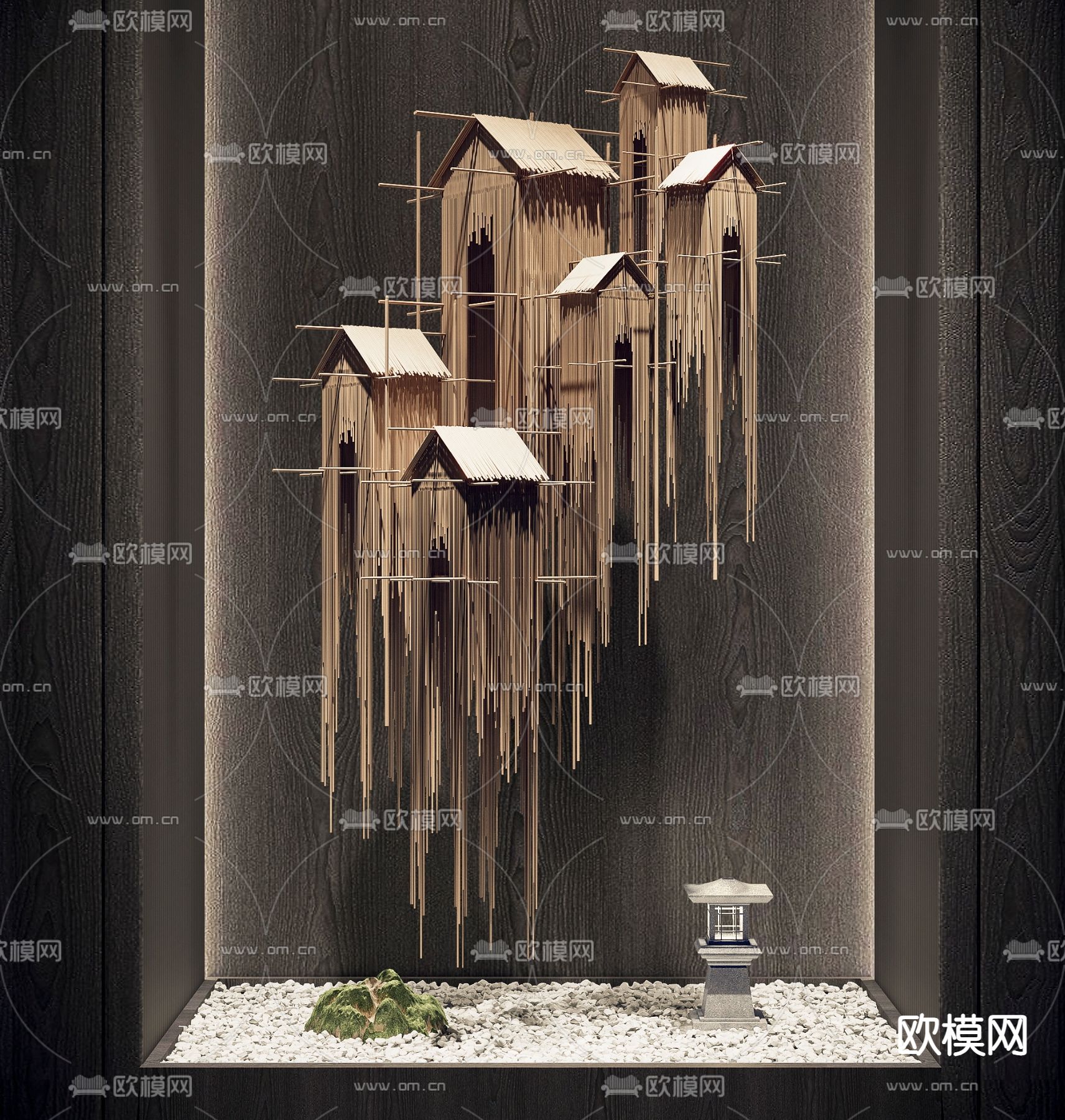 室内造景 房屋吊饰3d模型下载（渲染图1）