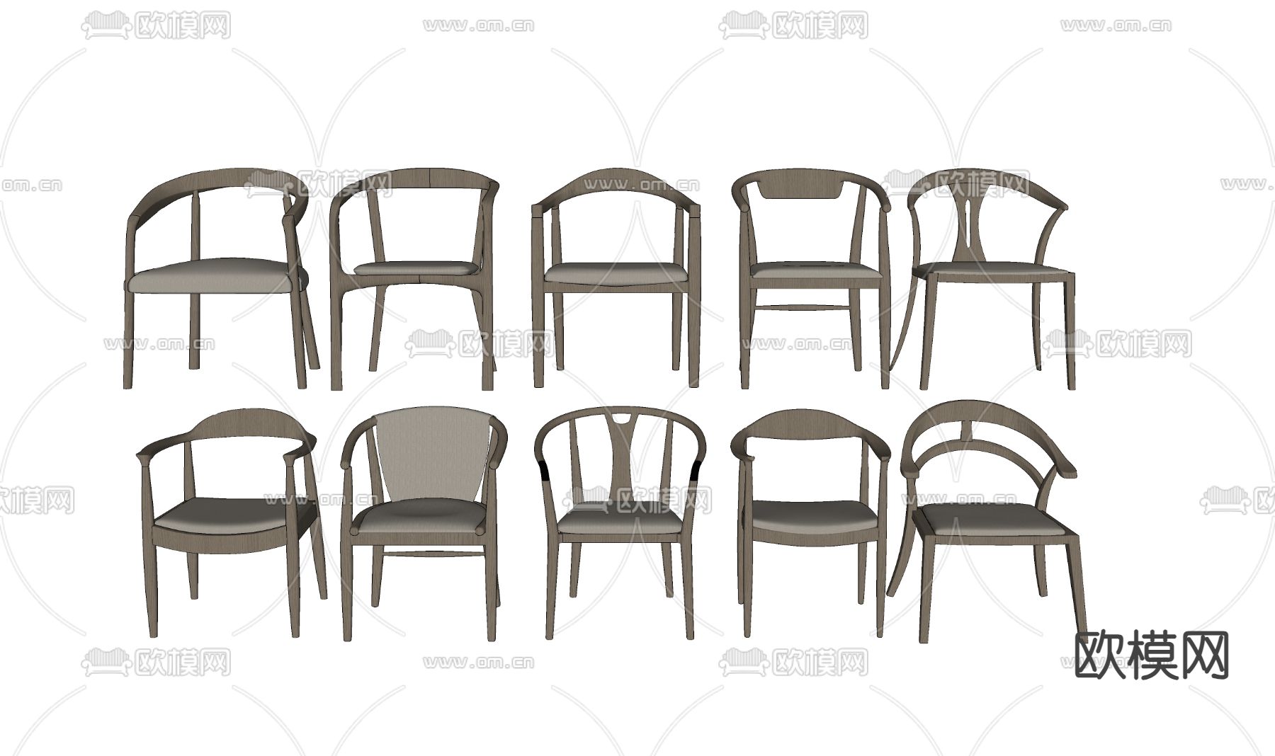 新中式休闲椅su模型下载（渲染图1）