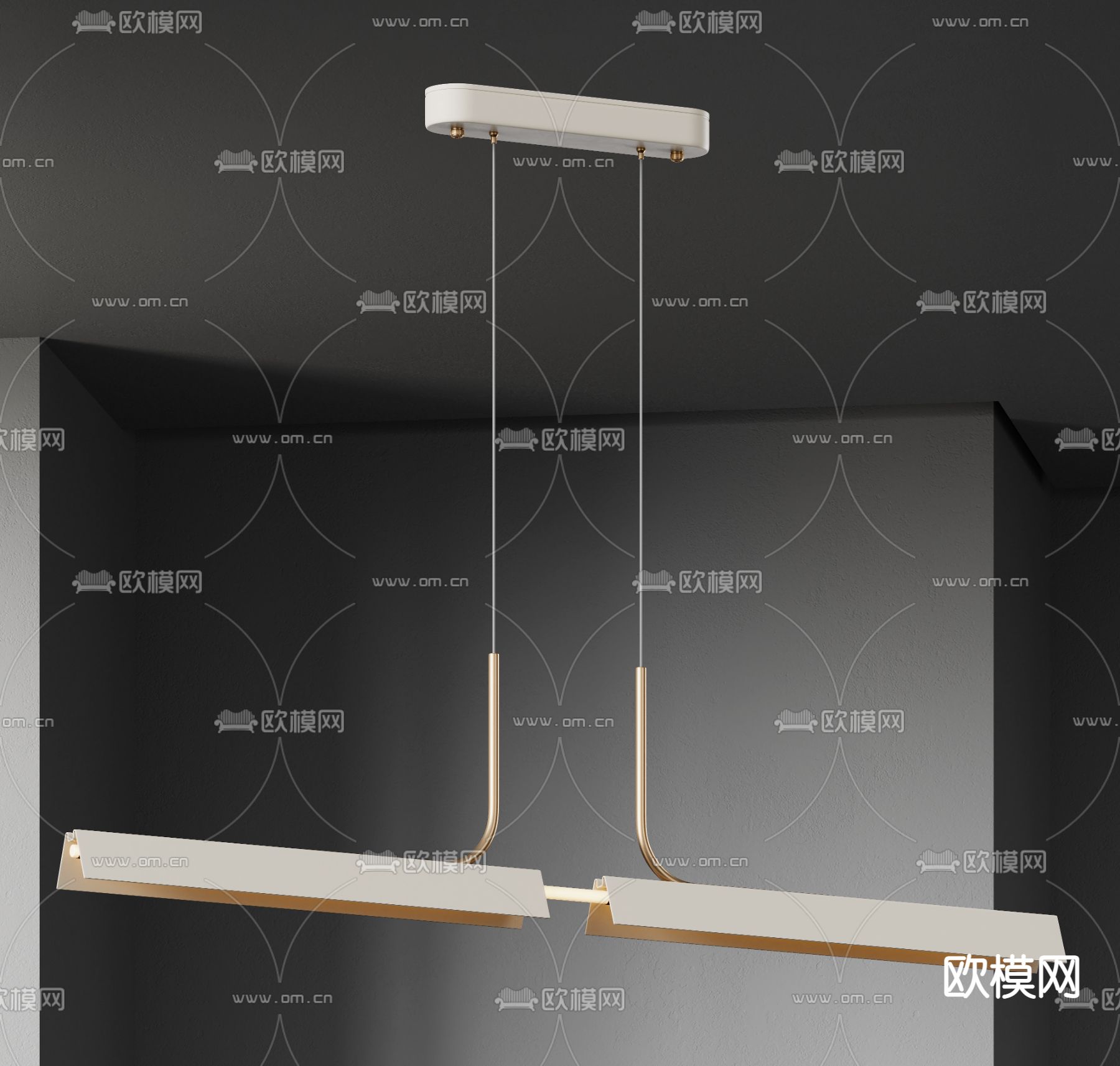 办公吊灯 长吊灯3d模型下载