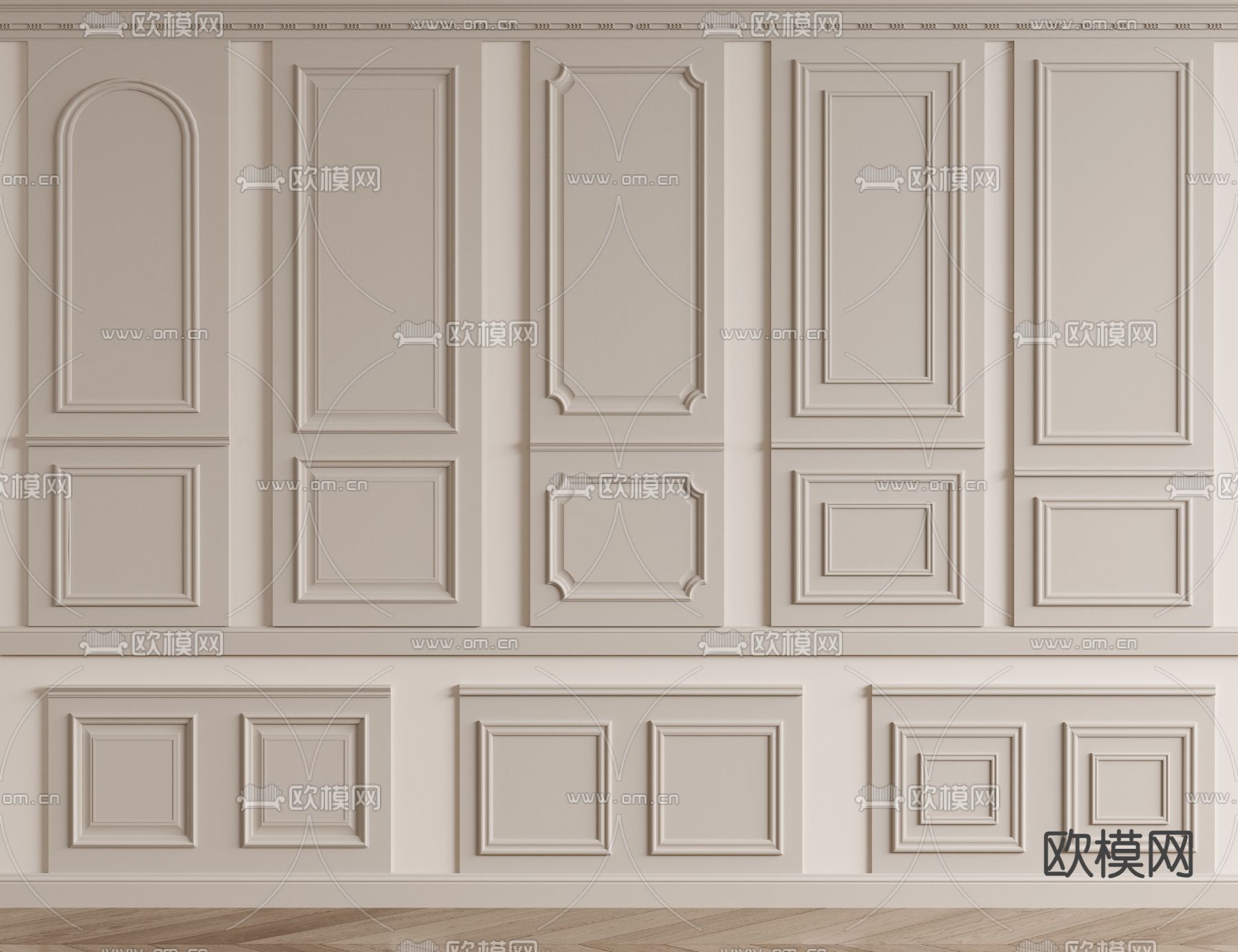 法式护墙板 墙裙3d模型下载