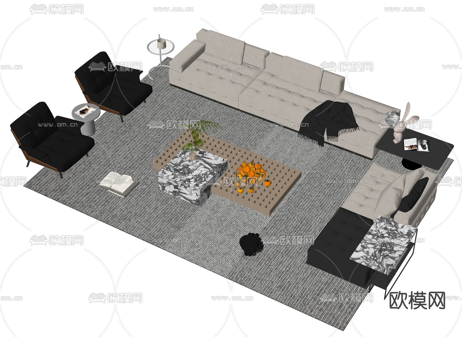 Minotti组合沙发su模型下载（渲染图2）