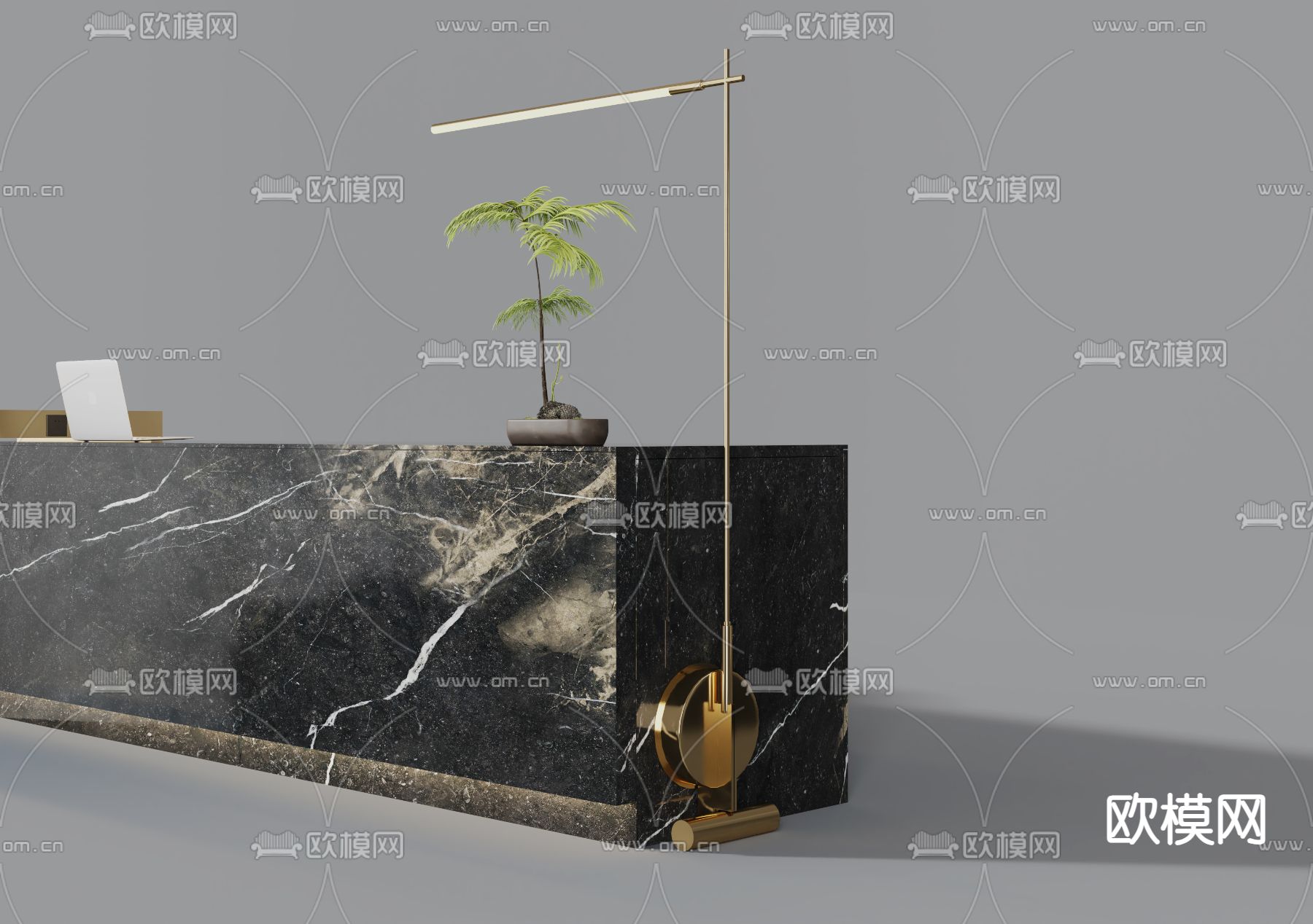 前台 咨询台 接待台 服务台3d模型下载（渲染图2）