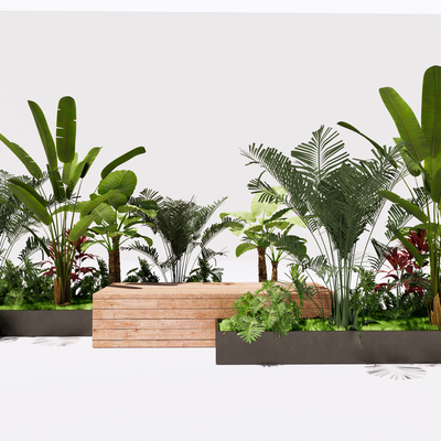  花池绿植 花箱小品su模型 