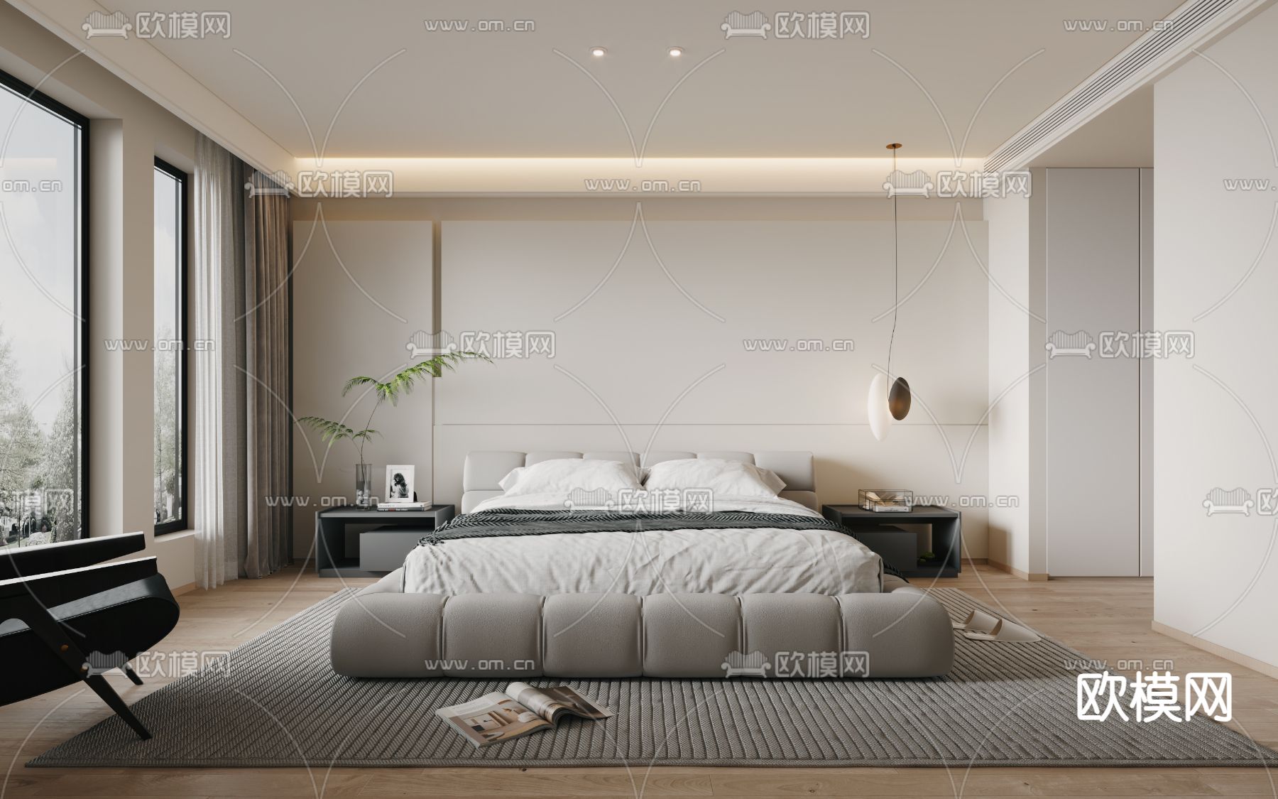 现代卧室 主卧 主人房su模型