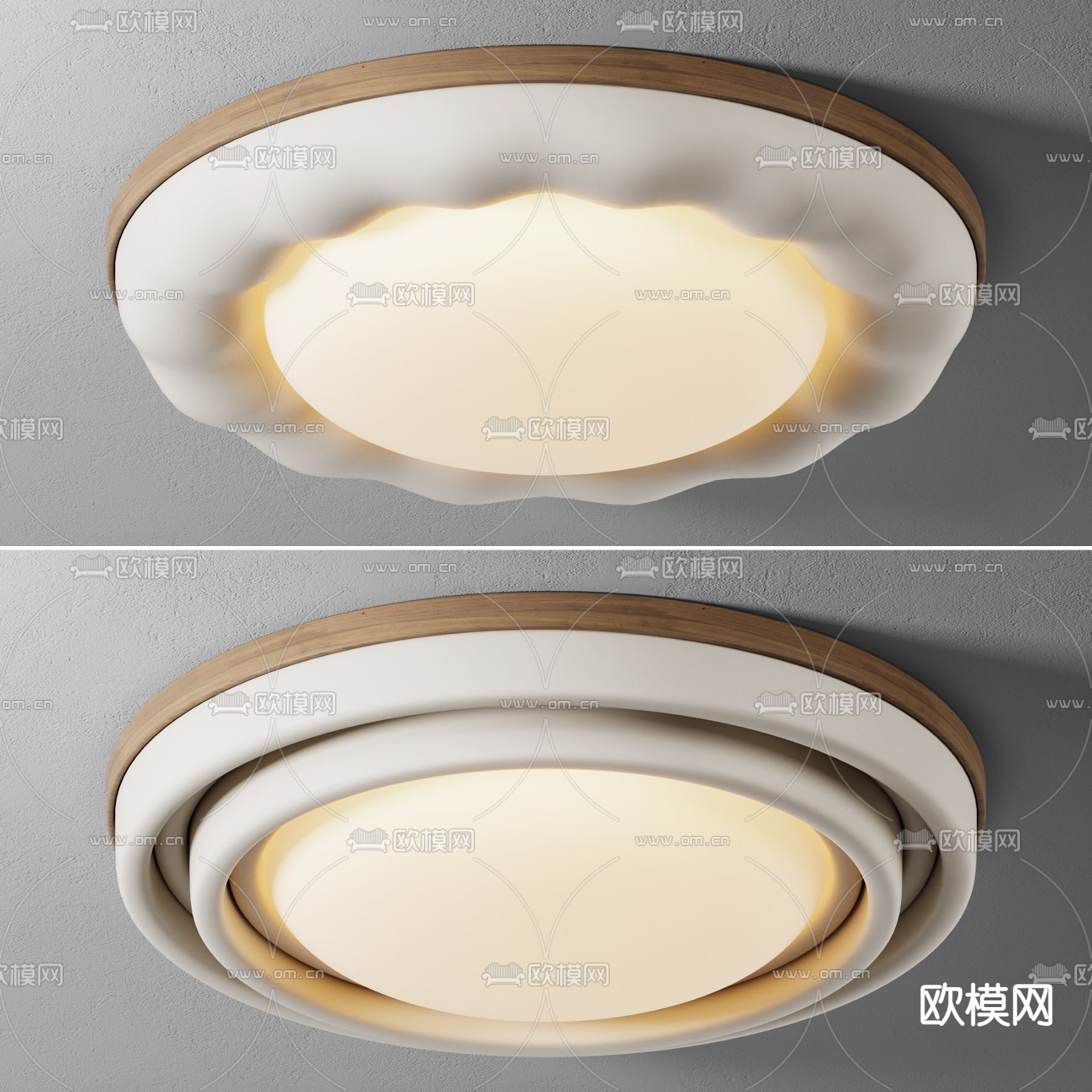 奶油风吸顶灯su模型下载（渲染图2）