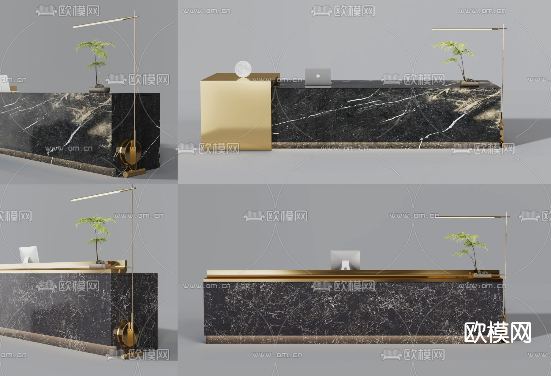 前台 咨询台 接待台 服务台3d模型下载（渲染图1）