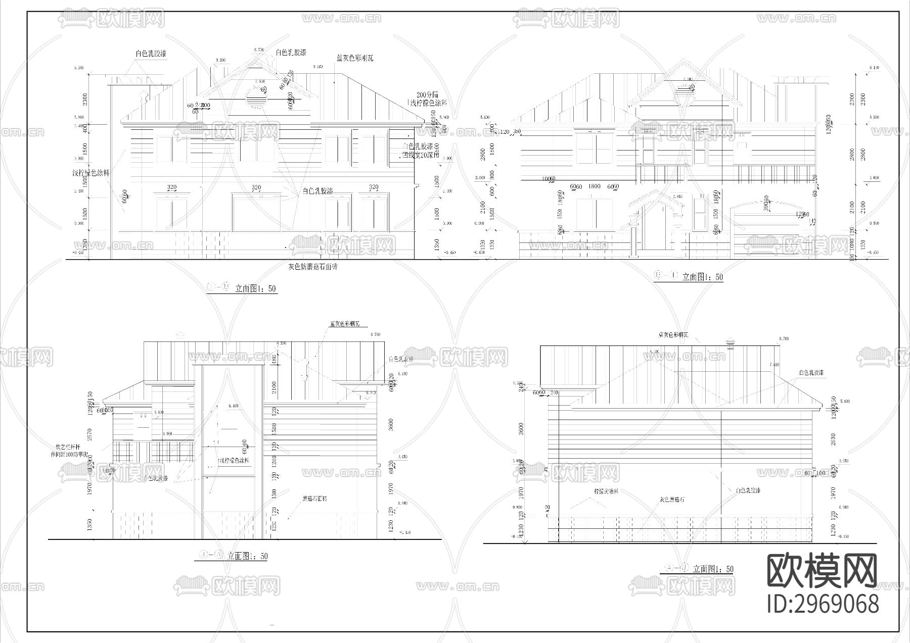 欧式别墅建筑cad施工图下载（渲染图5）