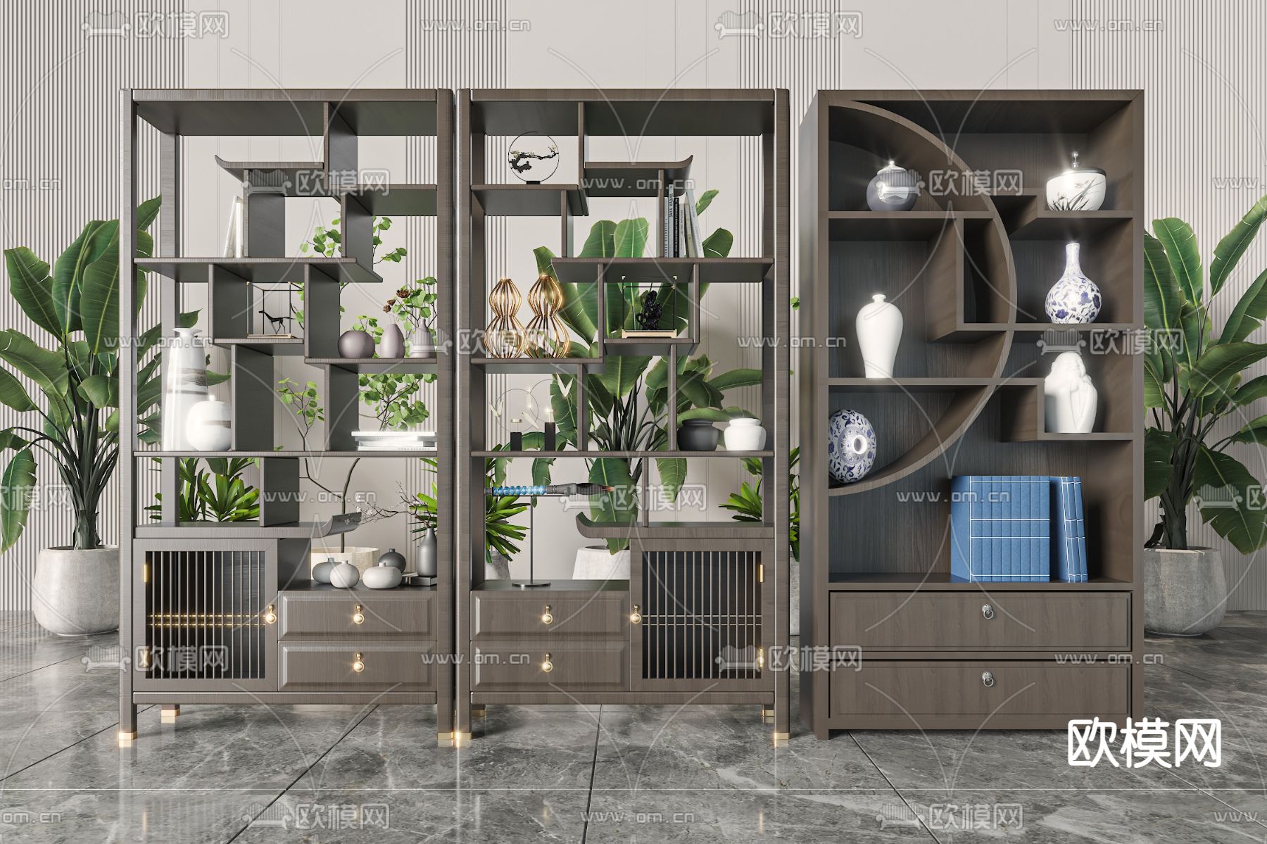 博古架 置物架 陈列架3d模型下载