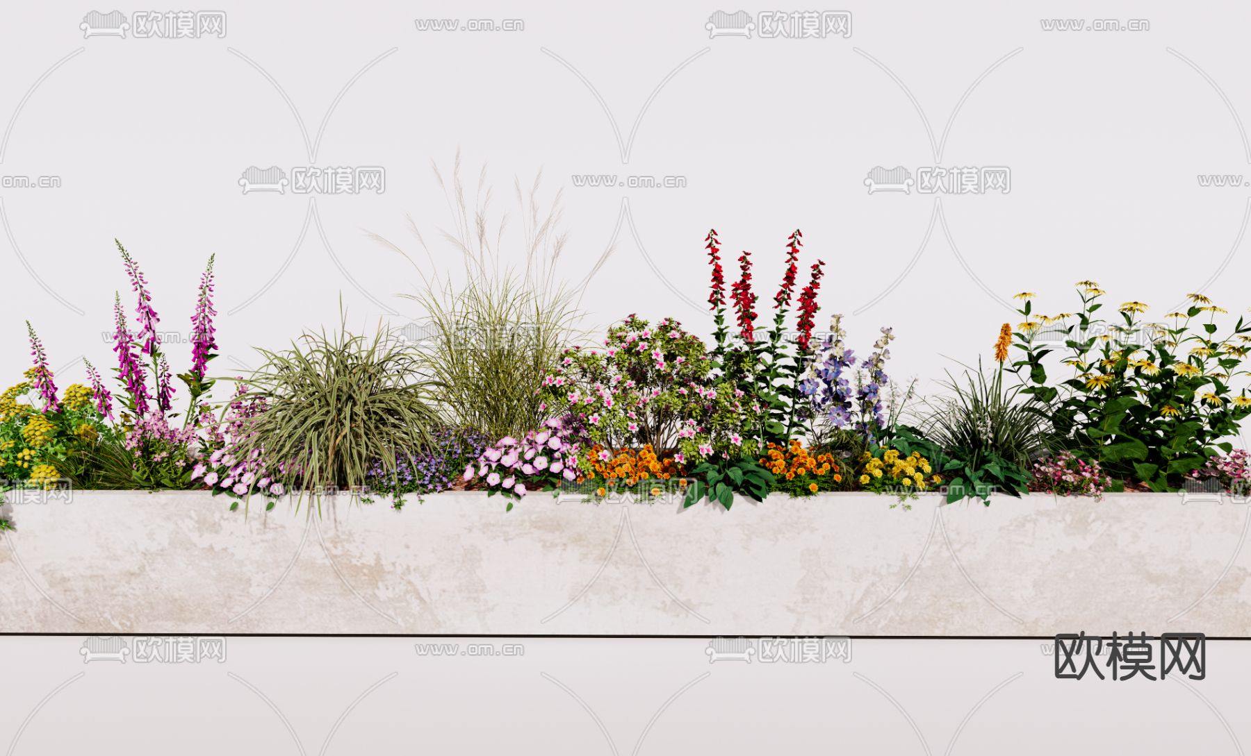 花箱 种植池 花池小品su模型下载（渲染图1）