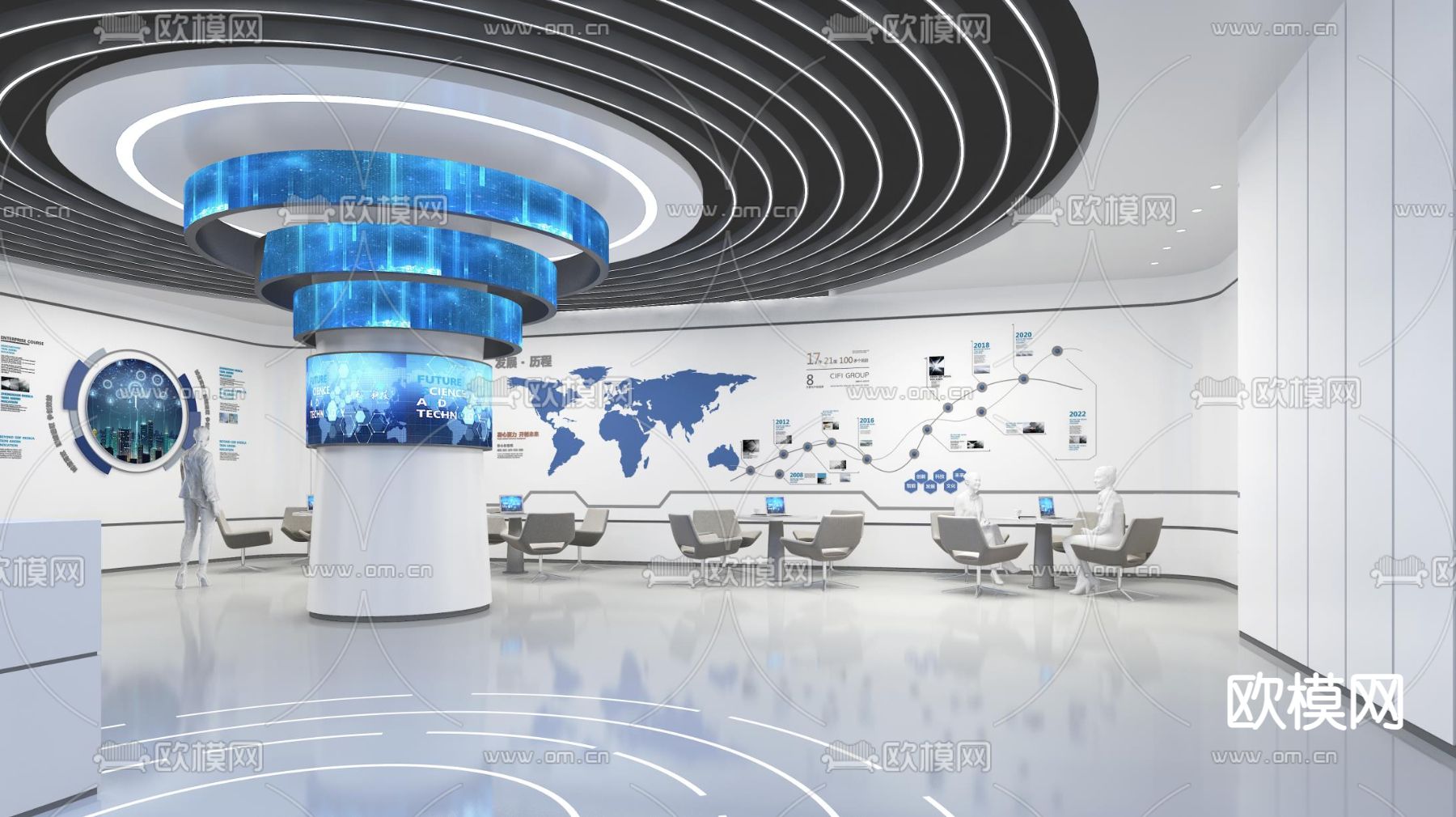 科技艺术展厅su模型下载（渲染图2）