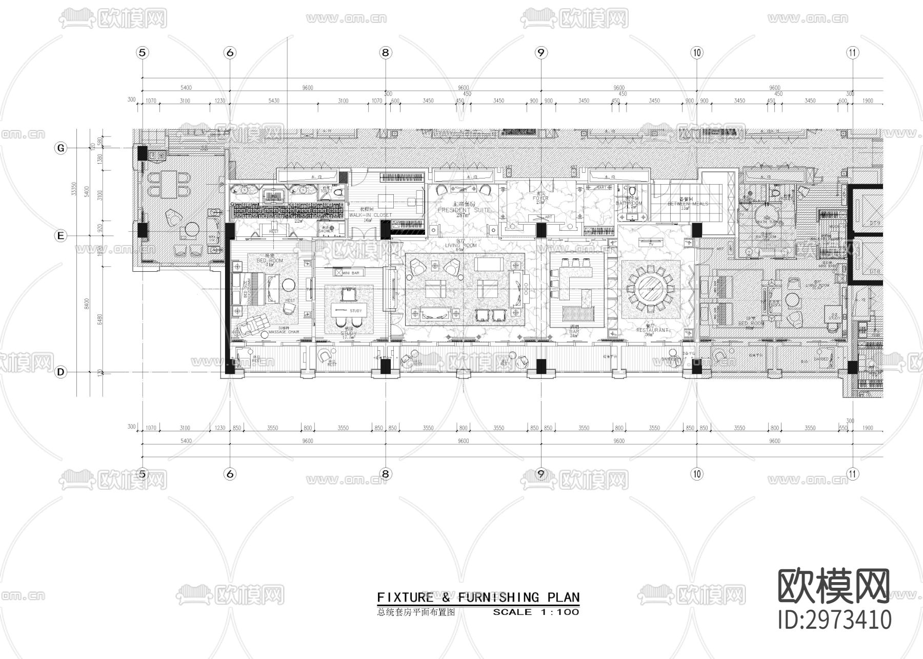 多功能高端酒店cad平面图下载（渲染图3）