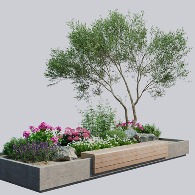  花池座凳 树池座椅 公共座椅su模型 