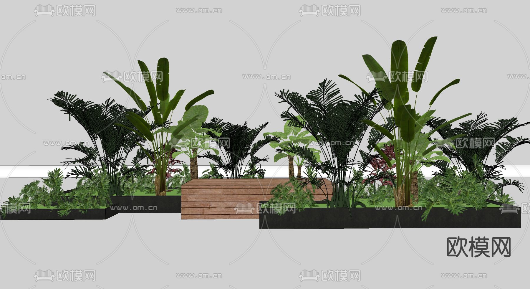 花池绿植 花箱小品su模型下载（渲染图2）