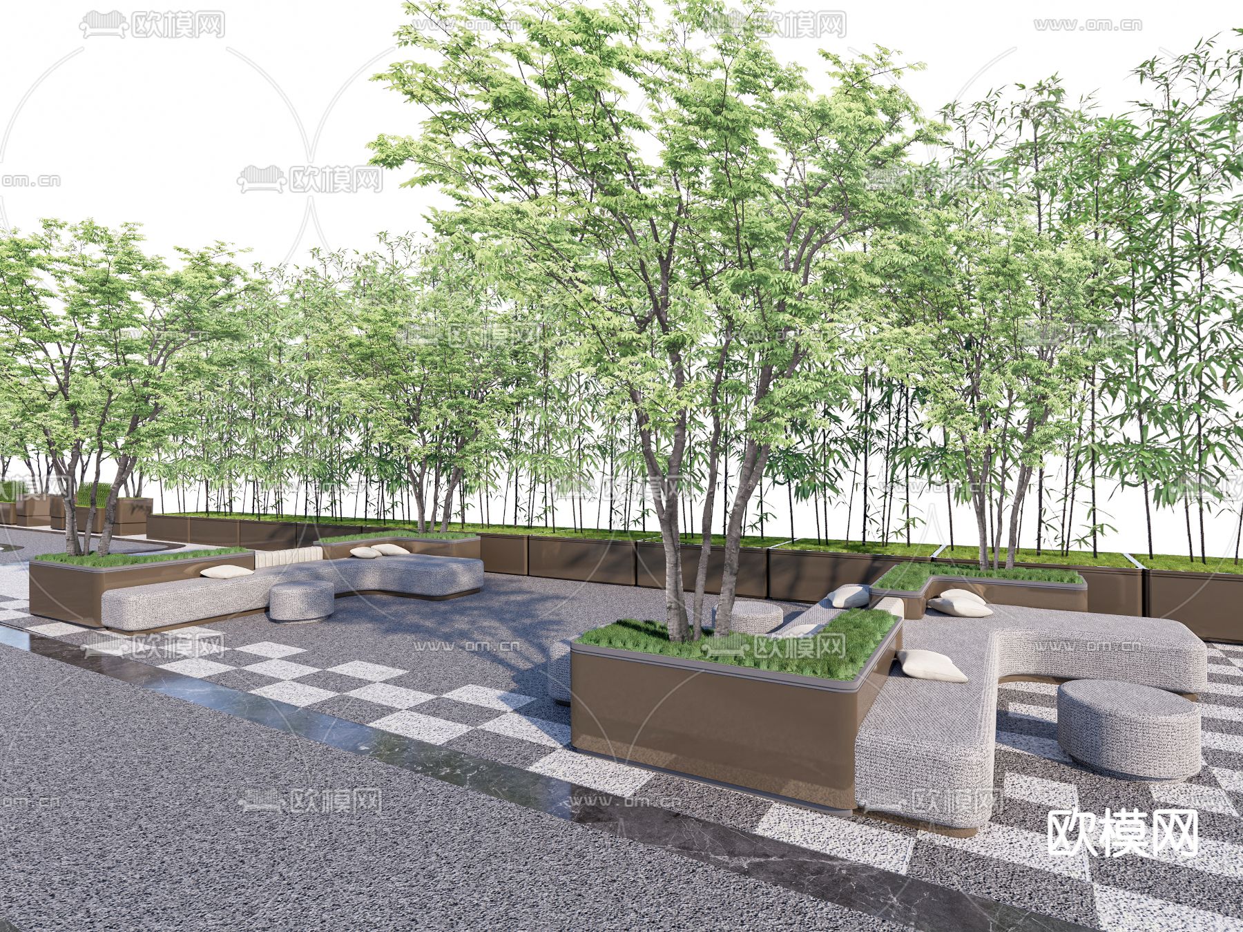 沙发卡座 移动花箱su模型