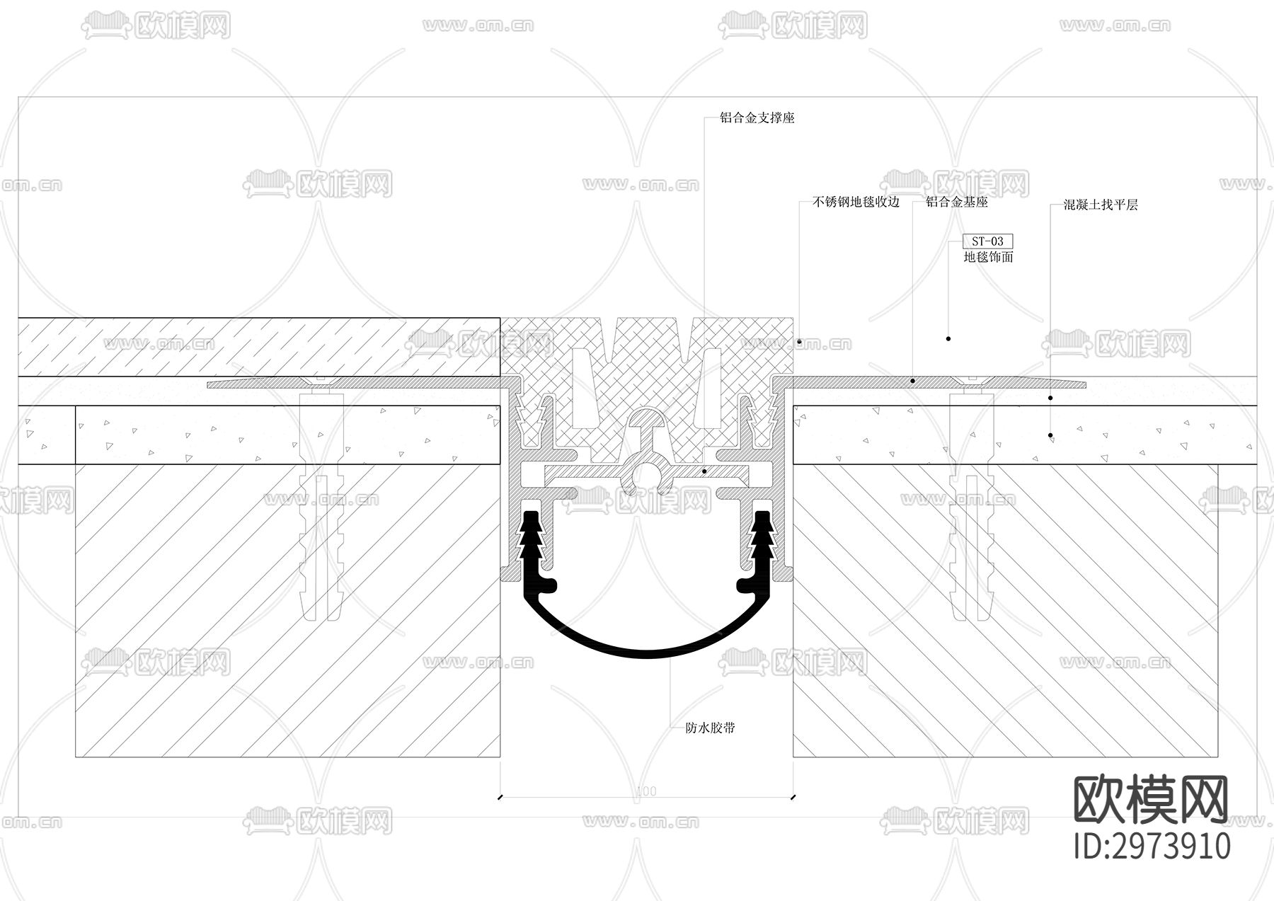 沉降缝cad大样图下载（渲染图2）